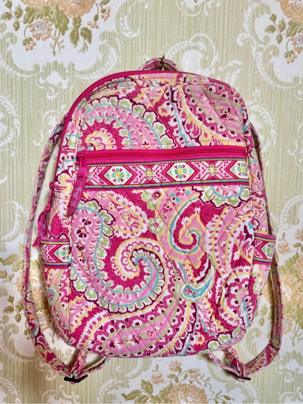 vera bradley capri melon backpack retired y2k quilted paisley pink preppy